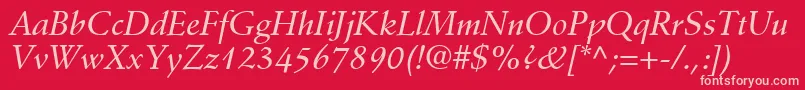 DeutchMediumSsiMediumItalic Font – Pink Fonts on Red Background