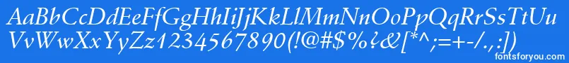 DeutchMediumSsiMediumItalic Font – White Fonts on Blue Background