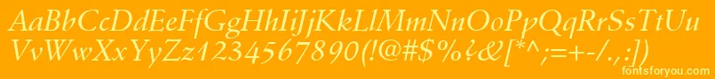 DeutchMediumSsiMediumItalic Font – Yellow Fonts on Orange Background