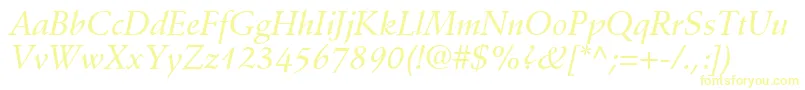 DeutchMediumSsiMediumItalic-Schriftart – Gelbe Schriften auf weißem Hintergrund