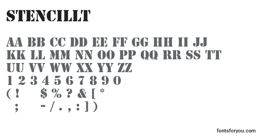 StencilLt-fontti – aakkoset, numerot, erikoismerkit