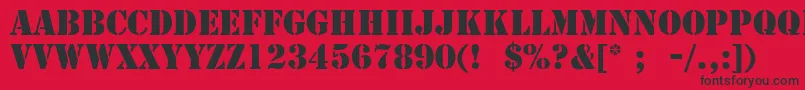 フォントStencilLt – 赤い背景に黒い文字