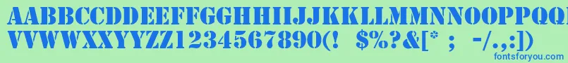 Шрифт StencilLt – синие шрифты на зелёном фоне