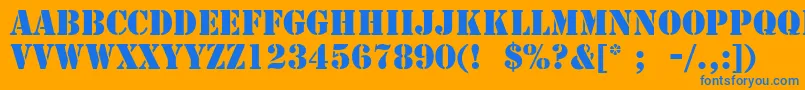 StencilLt-Schriftart – Blaue Schriften auf orangefarbenem Hintergrund