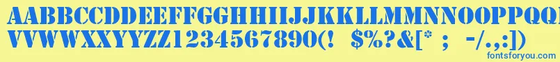 フォントStencilLt – 青い文字が黄色の背景にあります。