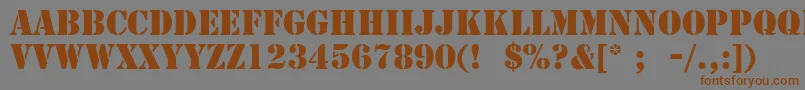 フォントStencilLt – 茶色の文字が灰色の背景にあります。