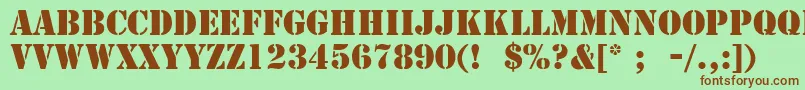 フォントStencilLt – 緑の背景に茶色のフォント