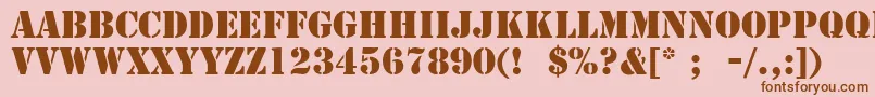 フォントStencilLt – ピンクの背景に茶色のフォント