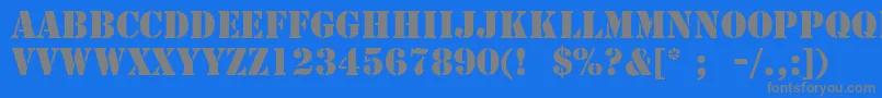 StencilLt-fontti – harmaat kirjasimet sinisellä taustalla