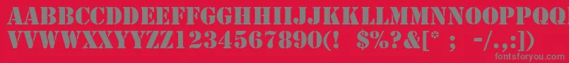 StencilLt-fontti – harmaat kirjasimet punaisella taustalla