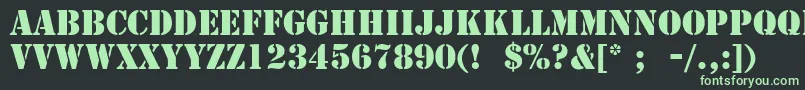 StencilLt-fontti – vihreät fontit mustalla taustalla