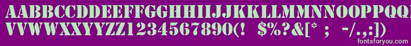 フォントStencilLt – 紫の背景に緑のフォント