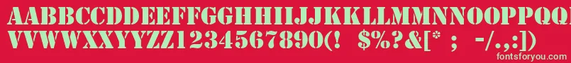 フォントStencilLt – 赤い背景に緑の文字