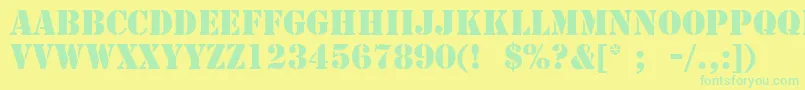StencilLt-fontti – vihreät fontit keltaisella taustalla