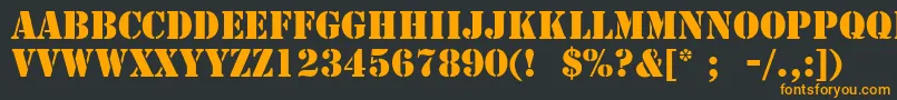 StencilLt-fontti – oranssit fontit mustalla taustalla
