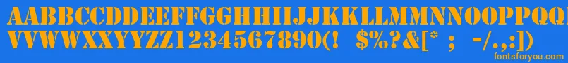 StencilLt Font – Orange Fonts on Blue Background