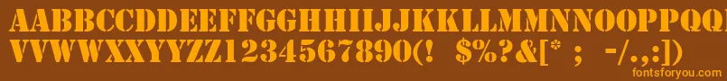 フォントStencilLt – オレンジ色の文字が茶色の背景にあります。