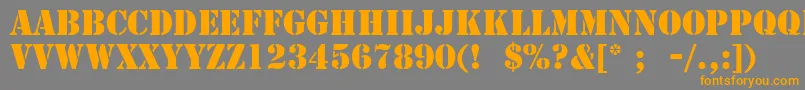 StencilLt-fontti – oranssit fontit harmaalla taustalla