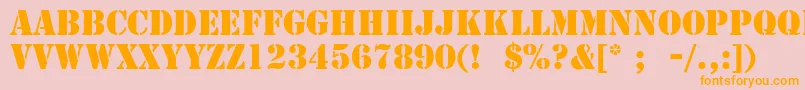 フォントStencilLt – オレンジの文字がピンクの背景にあります。