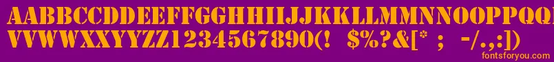 StencilLt-fontti – oranssit fontit violetilla taustalla