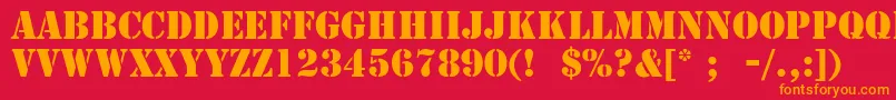 StencilLt Font – Orange Fonts on Red Background