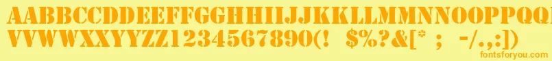 StencilLt-Schriftart – Orangefarbene Schriften auf gelbem Hintergrund