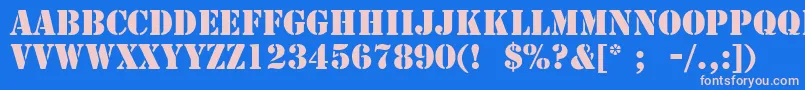 StencilLt-fontti – vaaleanpunaiset fontit sinisellä taustalla