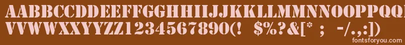 StencilLt-fontti – vaaleanpunaiset fontit ruskealla taustalla