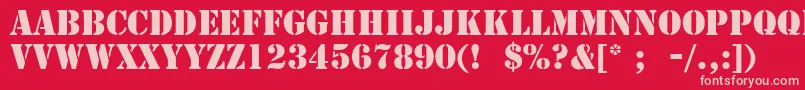 StencilLt-fontti – vaaleanpunaiset fontit punaisella taustalla