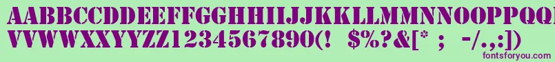 Шрифт StencilLt – фиолетовые шрифты на зелёном фоне