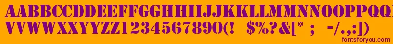 フォントStencilLt – オレンジの背景に紫のフォント