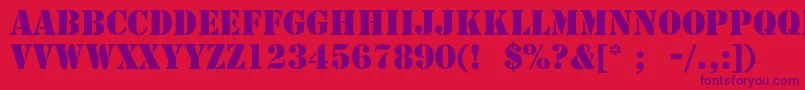 StencilLt Font – Purple Fonts on Red Background
