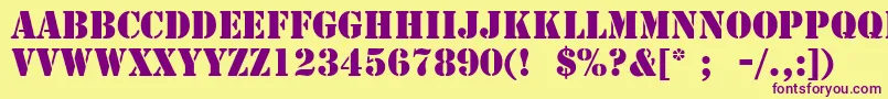 StencilLt Font – Purple Fonts on Yellow Background