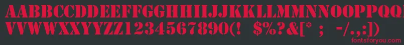 フォントStencilLt – 黒い背景に赤い文字