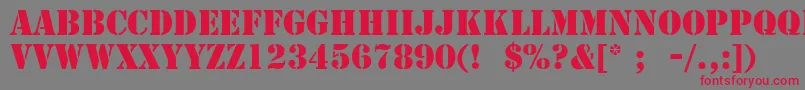 StencilLt-fontti – punaiset fontit harmaalla taustalla