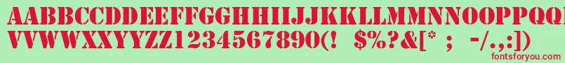 フォントStencilLt – 赤い文字の緑の背景