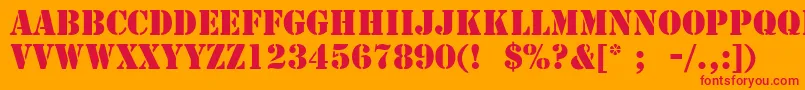 フォントStencilLt – オレンジの背景に赤い文字