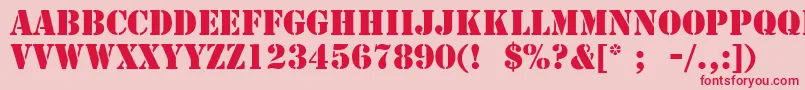 フォントStencilLt – ピンクの背景に赤い文字