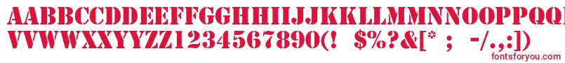 StencilLt-Schriftart – Rote Schriften auf weißem Hintergrund