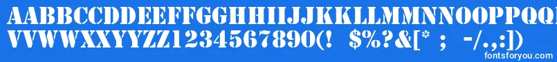 StencilLt-fontti – valkoiset fontit sinisellä taustalla
