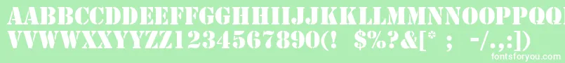 フォントStencilLt – 緑の背景に白い文字