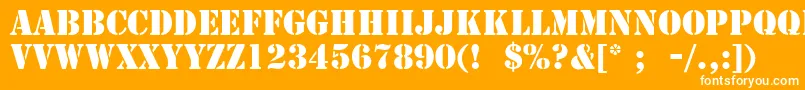 StencilLt-Schriftart – Weiße Schriften auf orangefarbenem Hintergrund