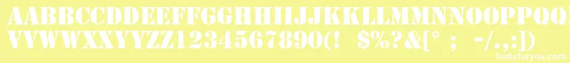 フォントStencilLt – 黄色い背景に白い文字