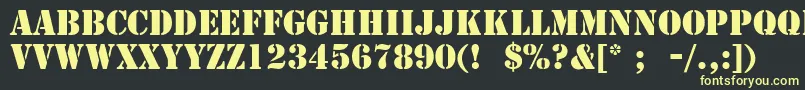 StencilLt-fontti – keltaiset fontit mustalla taustalla