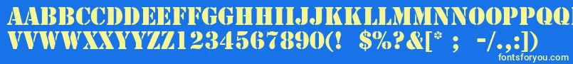 StencilLt Font – Yellow Fonts on Blue Background