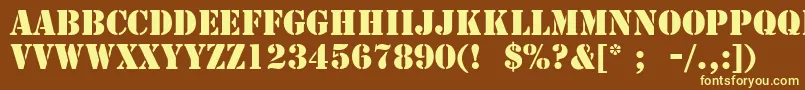 StencilLt-fontti – keltaiset fontit ruskealla taustalla