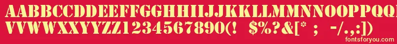 StencilLt Font – Yellow Fonts on Red Background