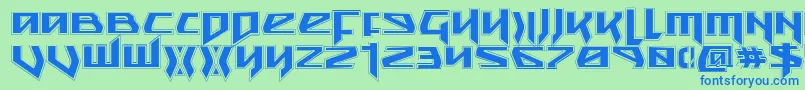 フォントSnubfightera – 青い文字は緑の背景です。