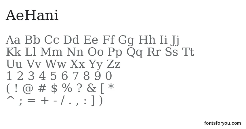 Шрифт AeHani – алфавит, цифры, специальные символы