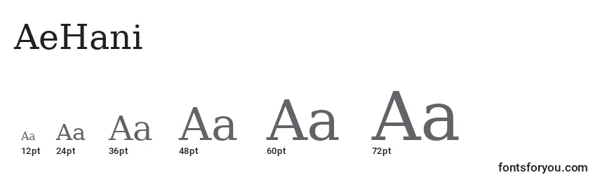 Размеры шрифта AeHani